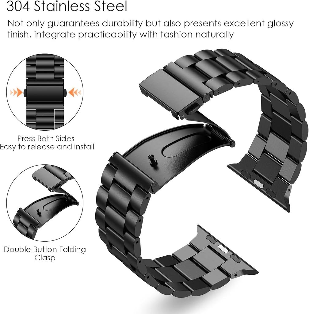 Stainless Steel Replaceable Strap Wristband For Apple Watch Band S10 46mm 42mm 38/40/41/44/45/49mm For Apple Watch Ultra 9 8 7 6 5 4 3 2 1 SE Band