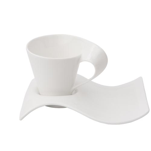 Creative Wave Coffee Cup Saucer Set Couple Afternoon Tea Milk Cup and Snack Plate Home Kitchen Ceramic Mug White Drinkware