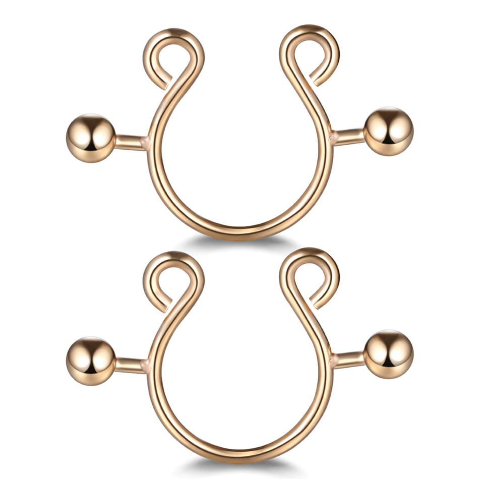 

2pcs/lot Surgical Steel Fake Sexy Nipple Clip Rings Charm Faux Nipple Shield Non Piercing Rings Body Jewelry for Women Gift 14G 1.6x15x5x5mm&Face&Eyebrow Jewelry&Body