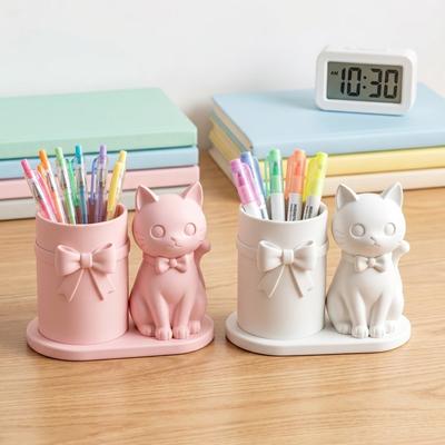 Unique Creative Pen Stand Plastic Desktop Ornament Funny Kitten-Shaped Pen Holder  Home Decor