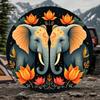 1pc Of Car Spare Tire Cover, Featuring A High-Definition Artistic Print Of Two Elephants Facing Each Other With A For Flower In