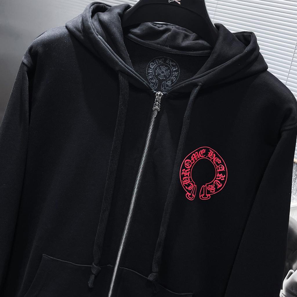 8360 CHROME HEARTS 2026 New Spring and Autumn Plus-size Thin Style Classic Style Logo Zipper Hooded Sweatshirt for Couples