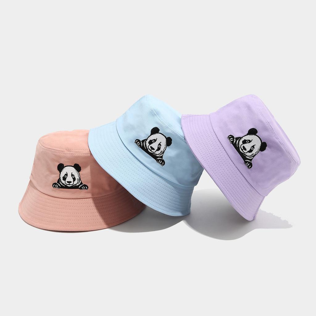 Panda Embroidered Fisherman Hat For Women Summer Sun Protection Casual Style