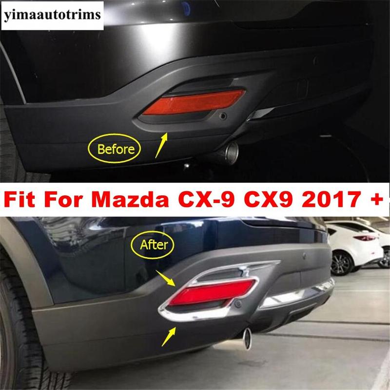 Tail Rear Fog Lights Foglight Lamps Decoration Frame Cover Trim Fit For Mazda CX-9 CX9 2017 2018   ABS Chrome Shiny