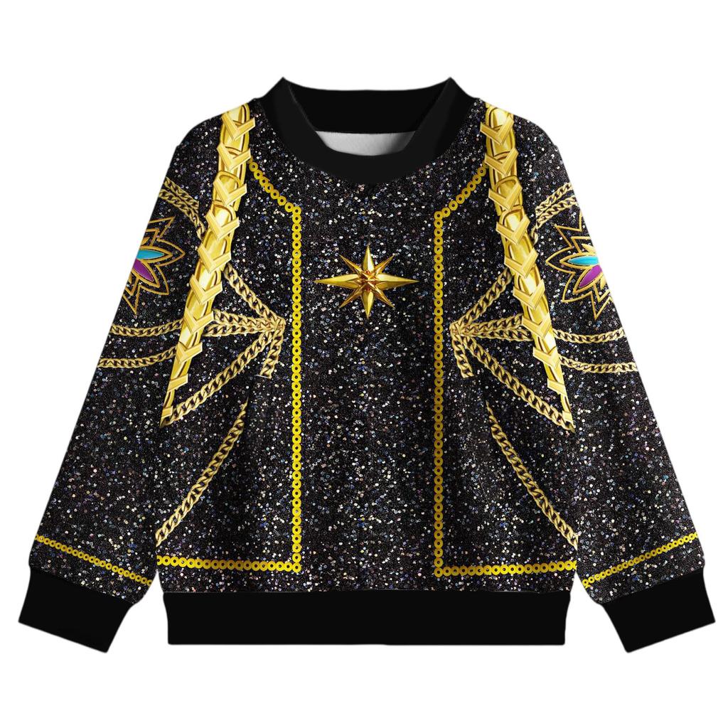 Kids Seven Sleeve Round Neck Christmas Printed Casual Top