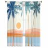 Abstrakte Sonne Kokosnussbaum Boho Gardinen für Wohnzimmer Küche Fenster Vorhänge Schlafzimmer Tüll Voile Vorhänge