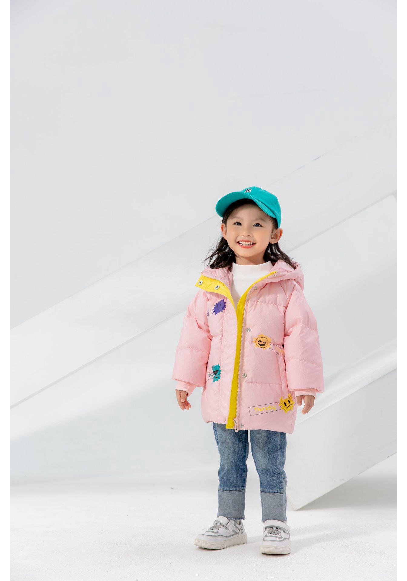 Boys  and Girls  Stylish Korean Windproof Down Jacket - Winter Casual 110 cm розовый
