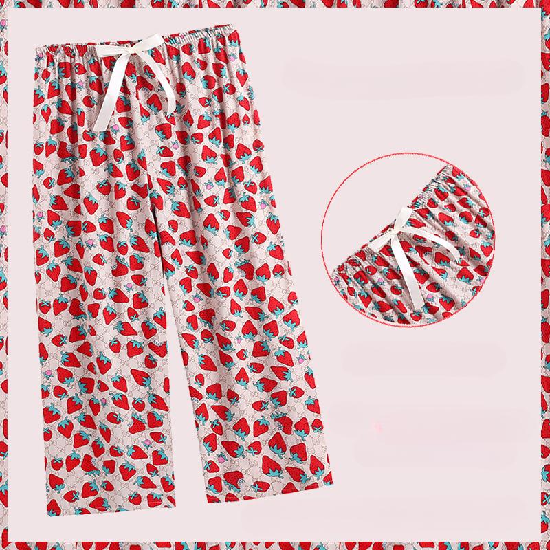 

Женские пижамные брюки с цветочным принтом, манжетами, широкими штанинами, эластичной талией, для сна, домашней одежды, ночной одежды One Size