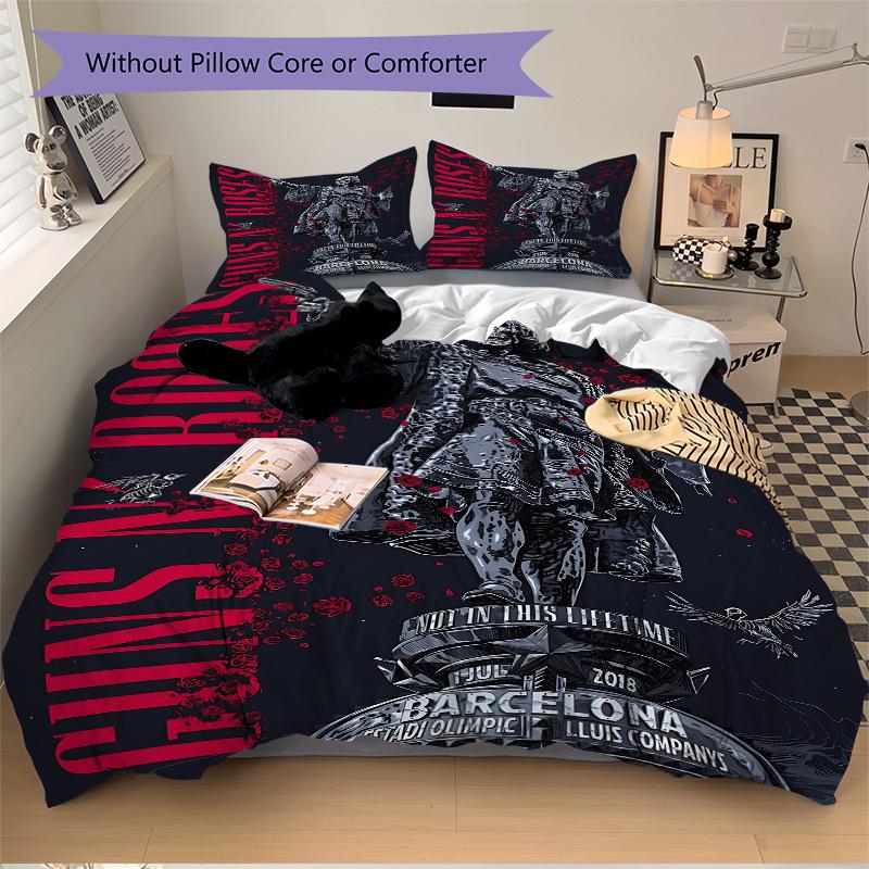

3pcs Guns N Roses Duvet Cover Set, Includes 1 Duvet Cover and 1/2 Pillowcases (No Insert) yy251104196 135x200cm