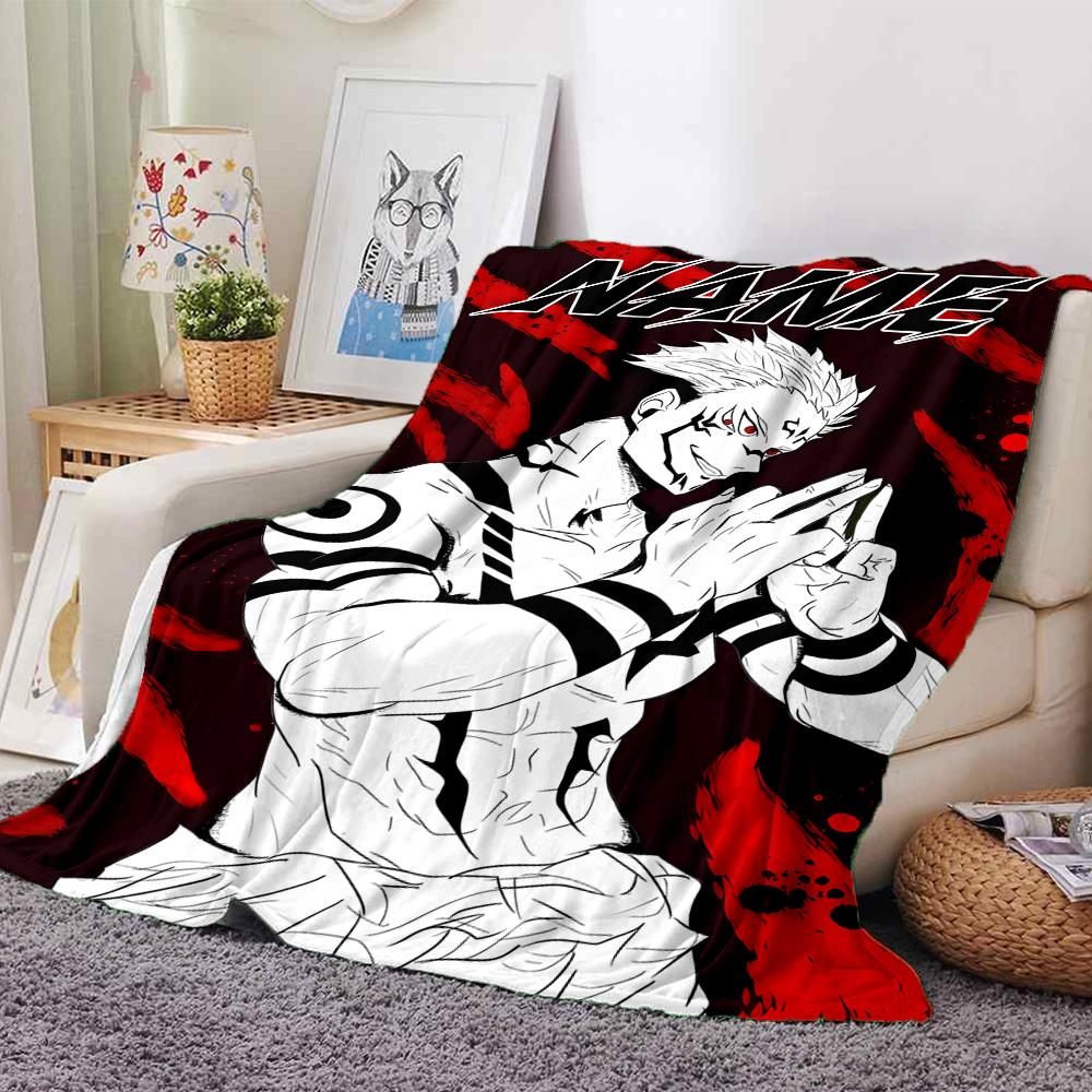 Customiz Name Personality Jujutsu Kaisen Sukuna and Tiger Staff Blanket Soft &Warm Sofa Office Bed Travel Lunch Break Blanket, Gift Suitable All Seaso