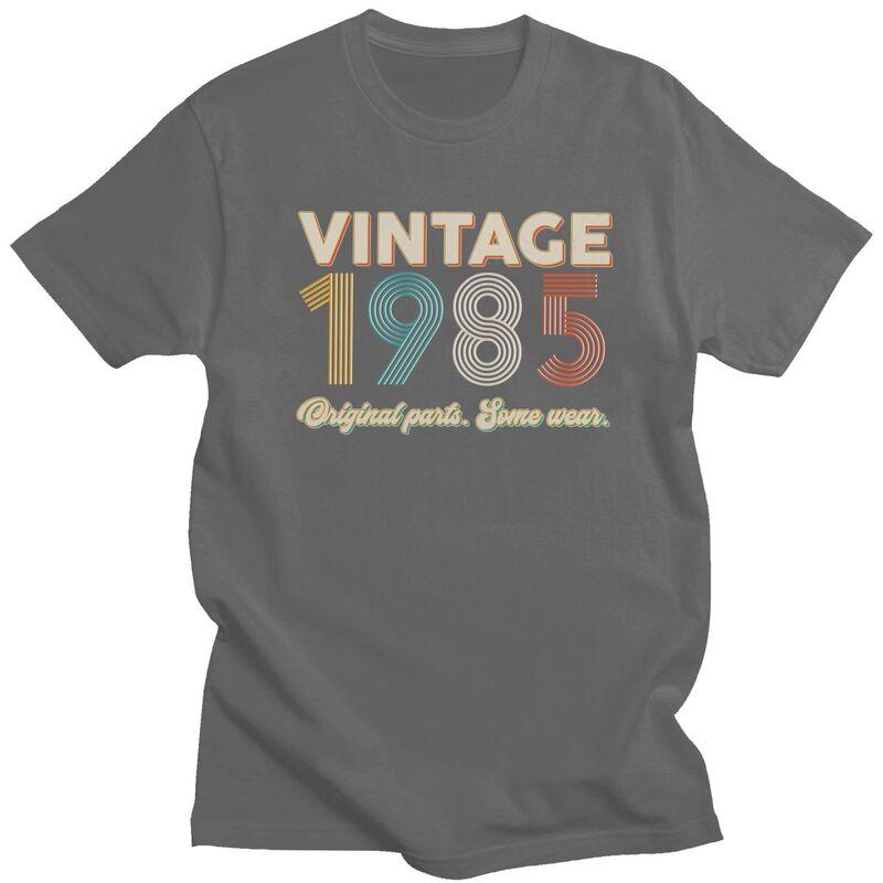 Custom Vintage Original Parts Some Wear 1985 40th Birthday T Shirt Men Short Sleeve 100 Cotton Tshirt Casual Tee Tops