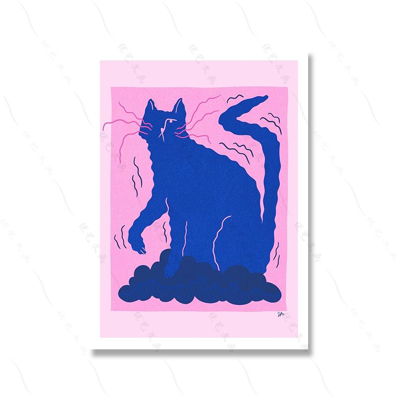 Fashion Smoking Cat Wall Art Pink Hipster Animal Cat Canvas Painting Nordic Posters And Prints Wall Picture For Kids Room Decor