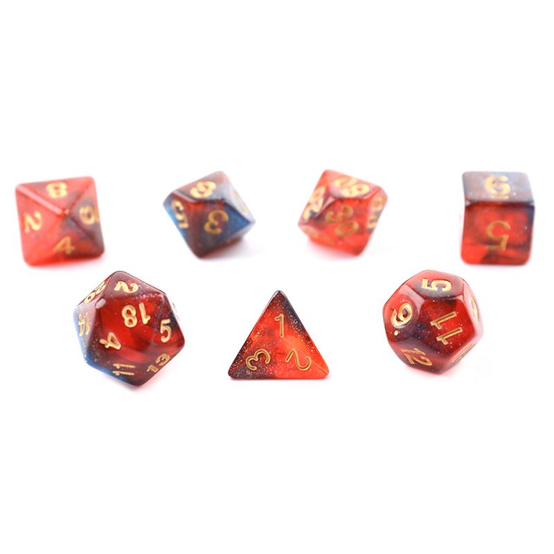 7Pcs/Set Dark Blue And Orange Starry Sky Dice Table Games Dice Set