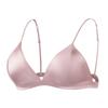 Reggiseno in seta elastica ultra-sottile senza ferretto con coppe imbottite, coppa morbida per seno piccolo, intimo sexy francese in seta di gelso