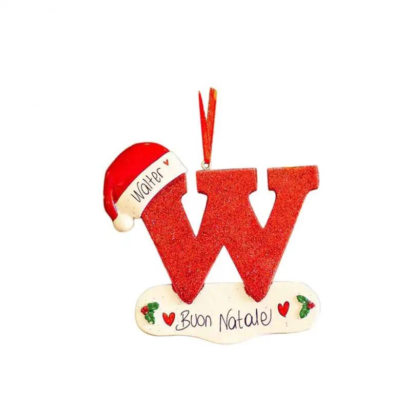 Christmas Tree Decoration Letter Pendant 26 Letters Home Holiday Wooden Pendant Xmas New Year Decor Ornament Customizable
