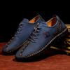 Popular Plus Size Men's Handmade Leather Casual Shoes - Breathable for Spring & Autumn