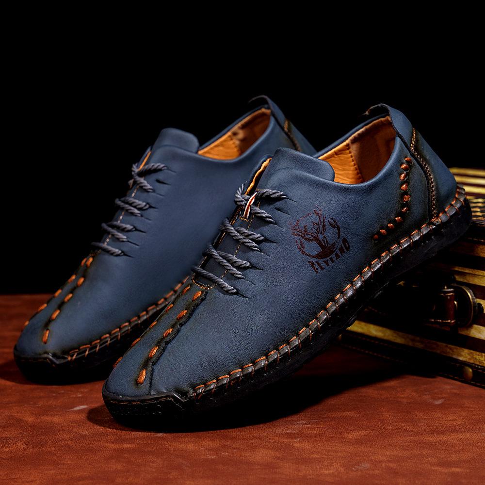 Popular Plus Size Men's Handmade Leather Casual Shoes - Breathable for Spring & Autumn