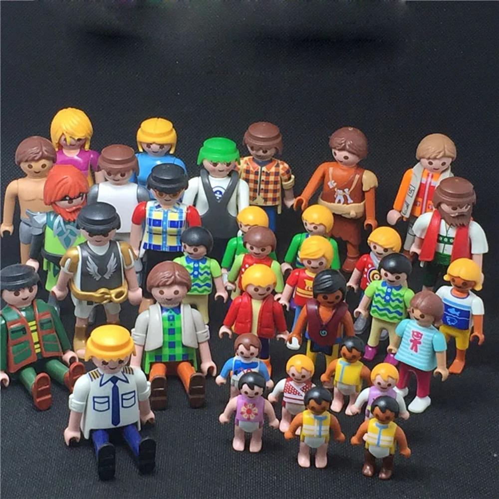 1PC Playmobil Figuras Fille Enfant Mini Action Figure Toys 3CM 5CM 7CM Playmobil Knights Soldiers Military Figures Randomly Toys