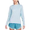 Nike Logo Print Round Neck Quick-Dry American Vintage Long Sleeve T-Shirt Women Tops Joyful-Ocean-Blue Silver DX0309-442
