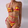 Fashion Women Printed Split Swimsuit Casual Sling Bikini Sexy Swimsuit Swimsuit