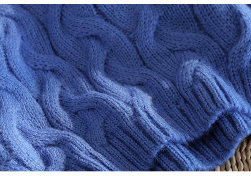 Women's High-Neck Cable Knit Sweater - Loose Fit, Solid Color, Autumn/Winter Style