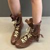 Fashion Vintage Mixed-color Height Increasing Women Boxing Training Boots Fashion Autumn Winter Faux Suede Sneakers Short Boots Shoes