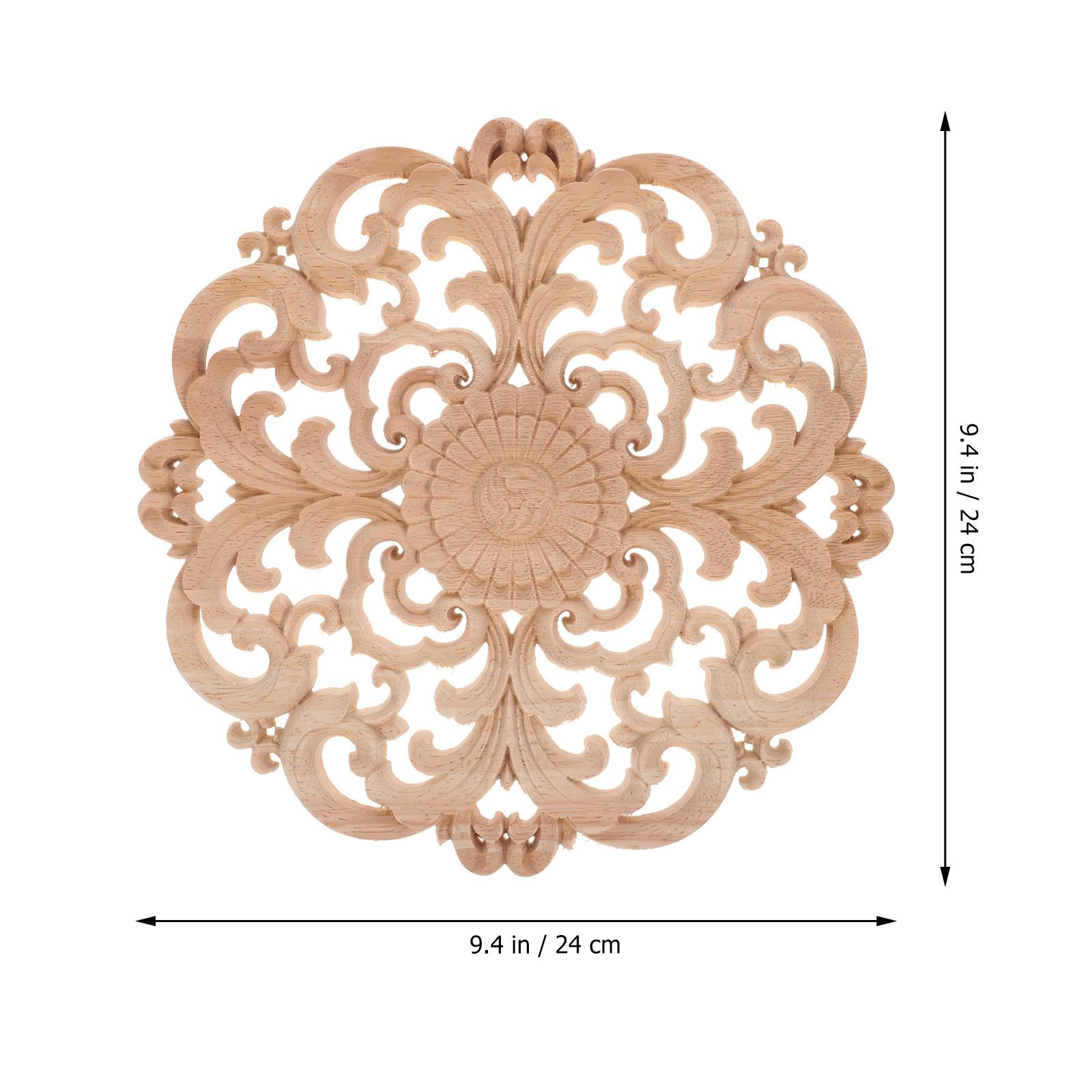 

1Pcs Wood Carved Onlay Delicate Natural Solid Wood Corner Decorative Applique for Wall Door Furniture Cabinet Cupboard Window 20X20X1CM