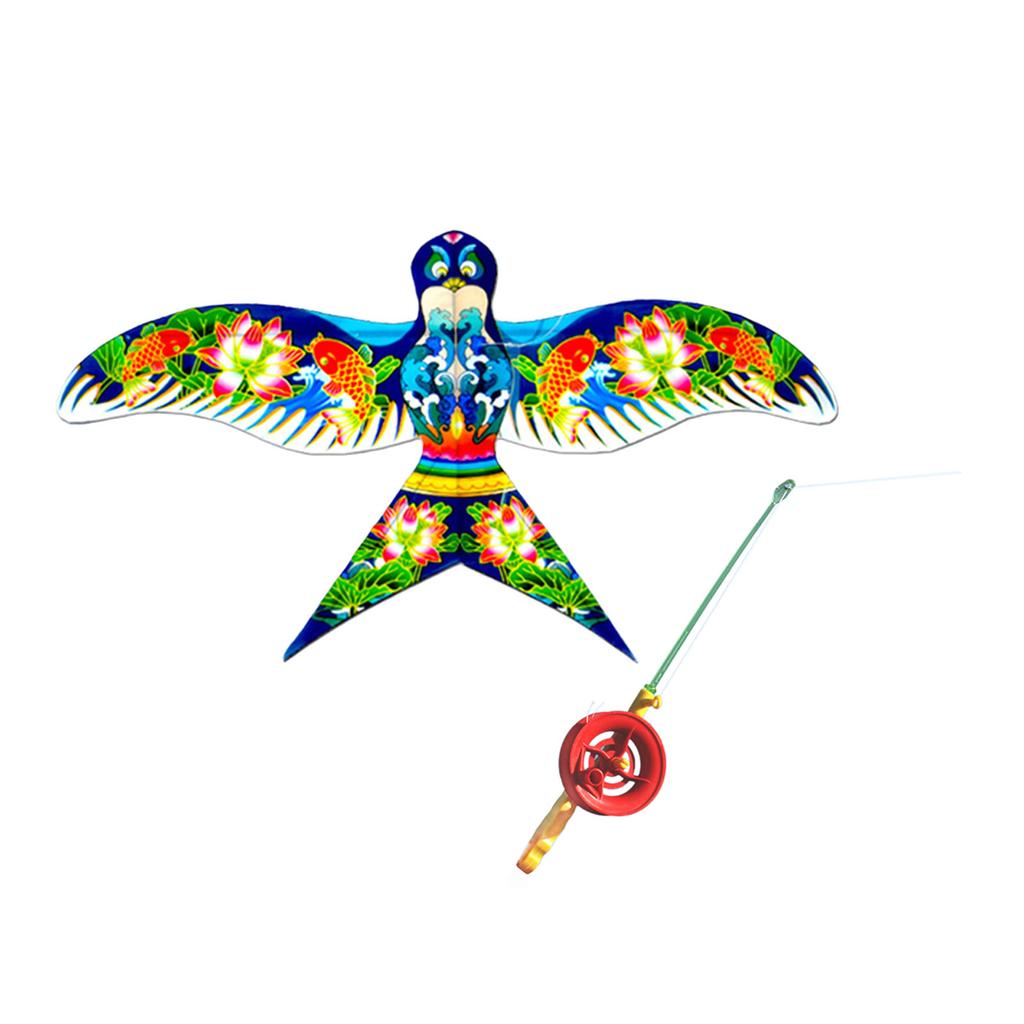 Dynamic Kite for Kids Adult Fishing Rod Dynamic Wing Swallow Kite Beach Play Party Outdoor Sport Flying Toy for Beginner
