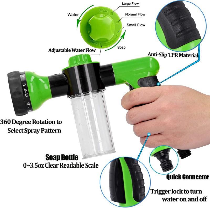 Multi-Purpose Foam Spray Gun: 8-Function High-Pressure Car Wash Tool