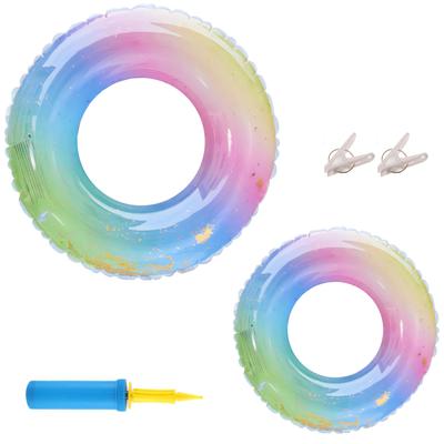 REGANOIR Floats for Kids and Set of Includes Air For Boys and 60cm 14 Years Old To Adult 60cm 6 Years of Adults, 2, Pump, Cute, Glittery, Rainbow,