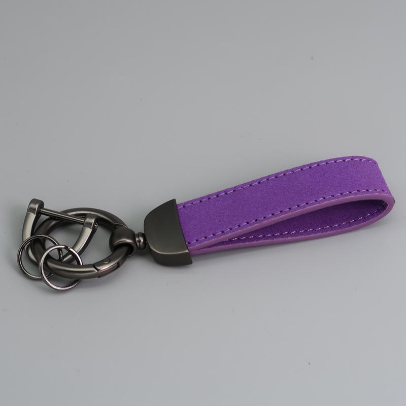 Customizable Microfiber Suede Car Keychain - Laser Engraved Logo Gift