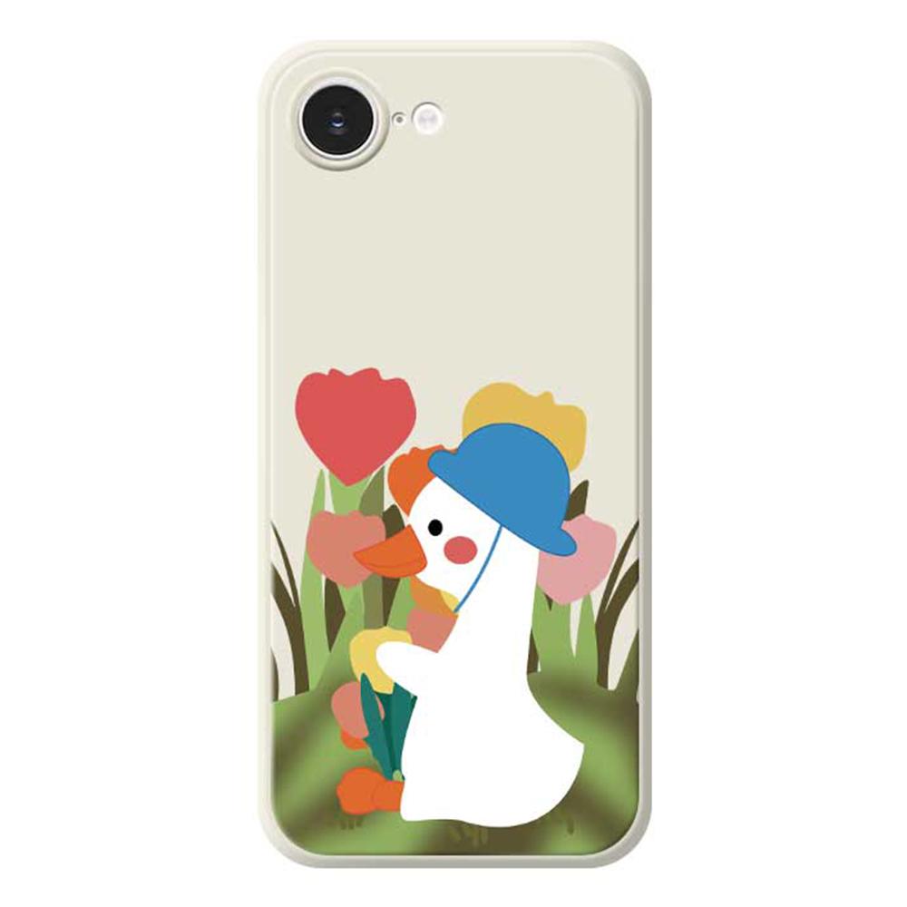 For iPhone 16e Case Cartoon Duck Pattern Printing Straight Edge TPU Phone Back Cover
