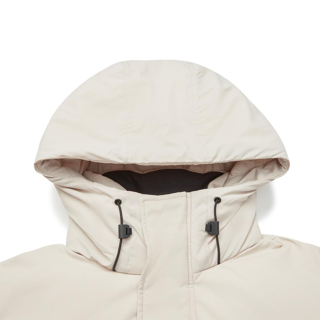 Li Ning Badminton Series Hooded Color Block Logo Mid-Length Down Jacket Men Outerwear Silver-Fish-Gray AYMU341-2