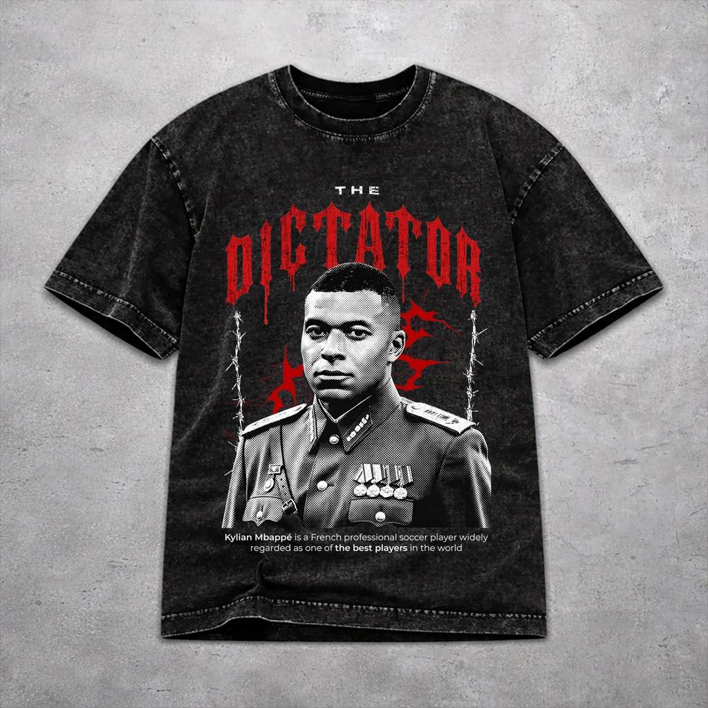 Km Mbappes Dictador Meme Gewaschenes T-Shirt Neuheit Harajuku Herren Damen HipHop T-Shirts Kurzarm