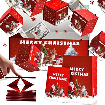 Christmas Explosion Gift Box for Money DIY Folding Bouncing Gift Box Surprise Money Gift Holder for Cash Pop Up