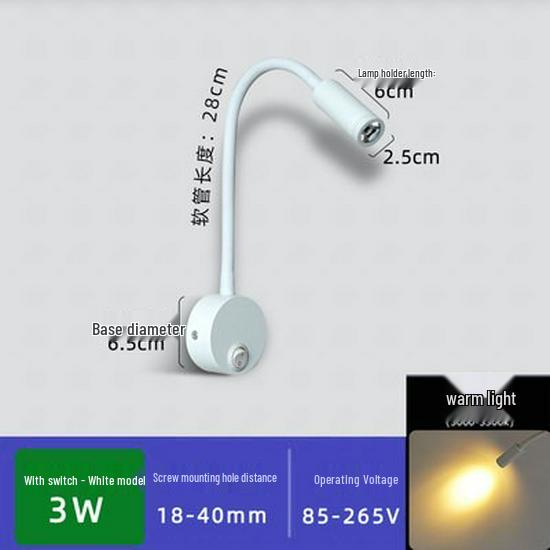 Flexible LED Spotlight: 1W/3W Wall Lamp for Clothing Store, Entrance, Painting, or Bedside Use