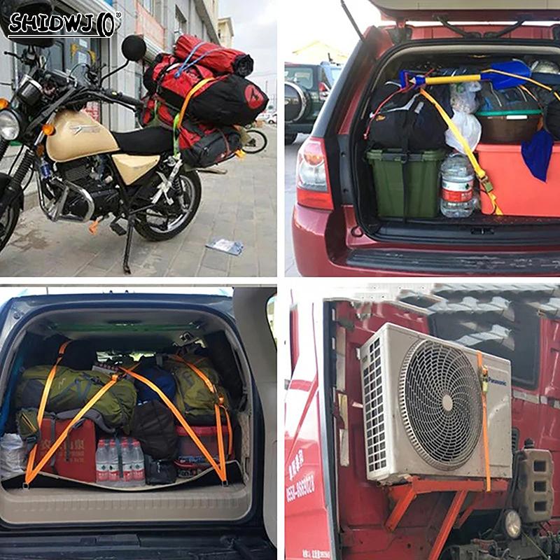 1pcs 5M Cargo Straps With Buckle Tie-Down Belt For Motorcycle Bicycle Metal Tow Rope Strong Ratchet Fixing Belt For Luggage Bag