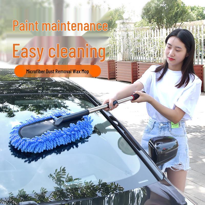 Soft Bristle Car Wash Mop - Gentle Dusting & Cleaning Brush