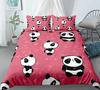 3D Cartoon Panda Duvet Cover Set Cute Panda Comforter Cover Bamboo Black White Bear Polyester Bedding Set for Boys Girls Teens