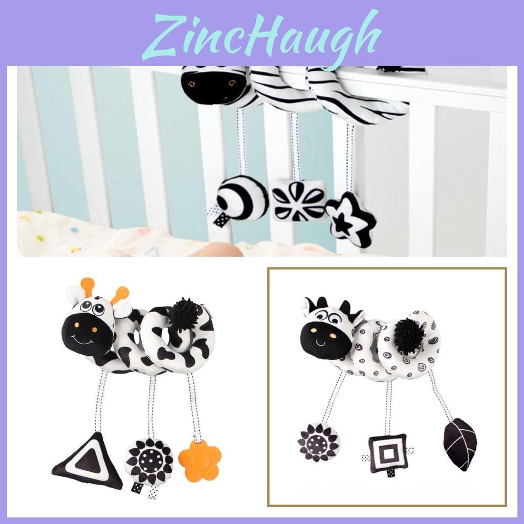Interactive Black And White Animal Bedside Crib Toy For Babies