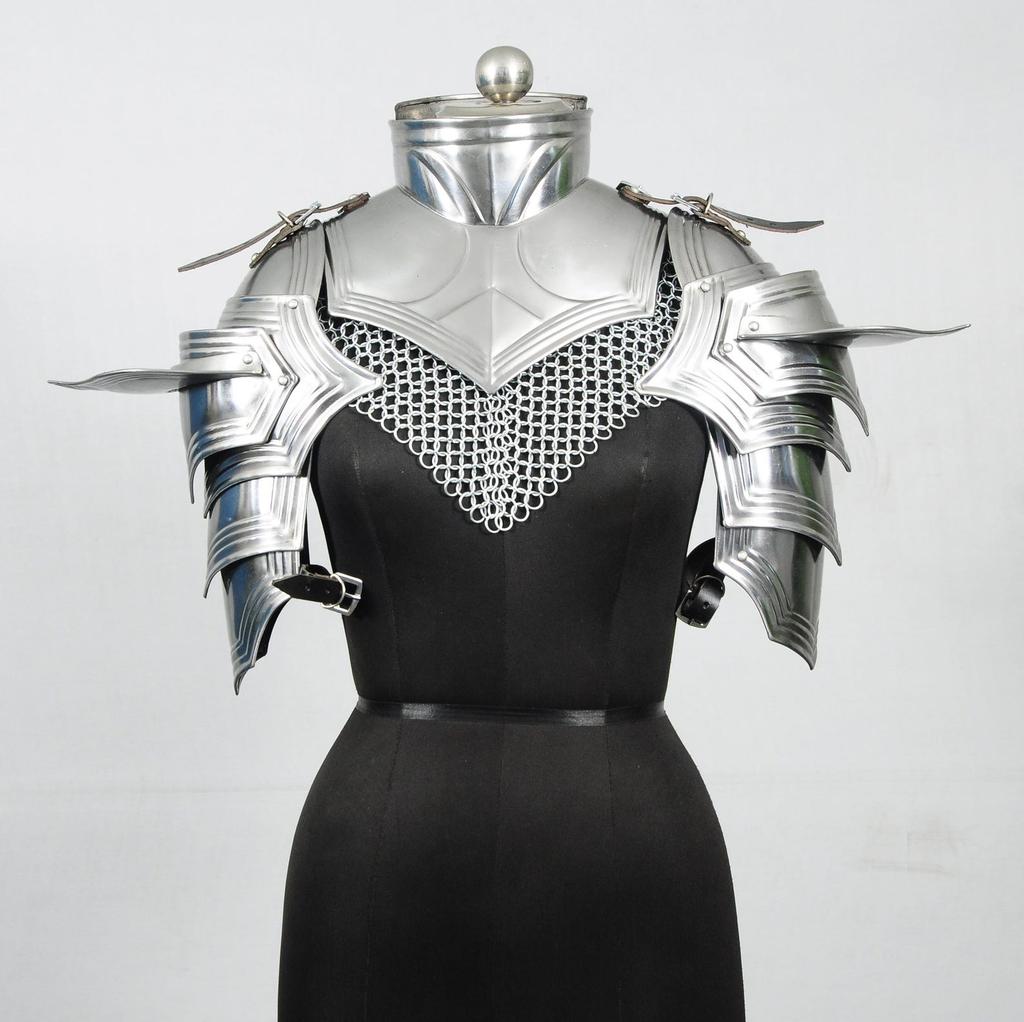 Medieval Warrior Steel Armor Set with Gorget & Pauldrons for LARP Renaissance Faire