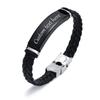 Men's Custom Text Here Leather Bracelets, Engraved Stainless Steel Blank Bar Leathers Bangle, New Simple Name Gift To Him