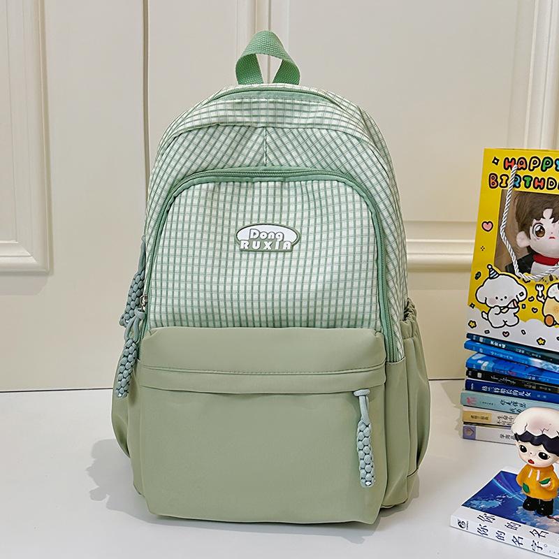 School Bag High Value Ins Cute Plaid Big Light Casual School Bag Large Capacity Commuter Girl Backpack