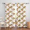 2pcs Watercolor Christmas Plaid Curtains  Holly Berry Design  for Holiday Window Decor Home   Accent Rod Pocket.