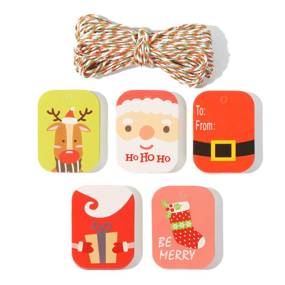 

48/50pcs DIY Kraft Paper Xmas Decoration Christmas Labels Hang Tags Gift Wrapping Kraft Tag 7
