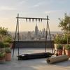 Foldable Camping Rack with Hanging Hooks Compact Triangular Freestanding for