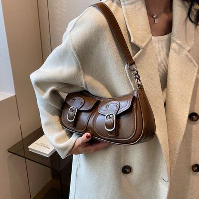 Elegant and Sophisticated Women's Fashionable Retro Armpit Bag Versatile and Simple Motorcycle Bag