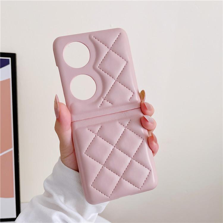 Applicable to Huawei P50 Pocket rhombus leather case, mobile phone case up and down folding screen PU hard case protective case, Japan and South Korea