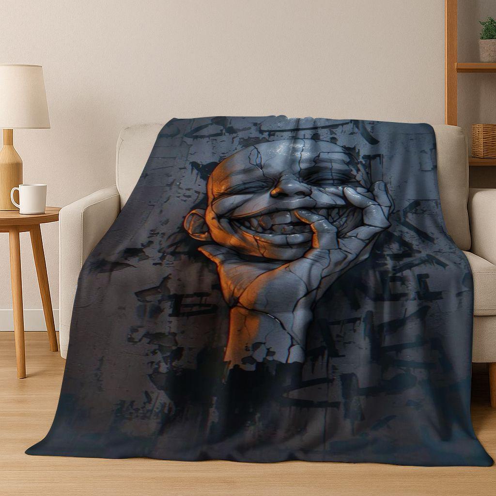 26 Style Terrifying Ghost Spirit Apparition Specter Gothic Flannel Blanket,Cozy Soft Throw Blanket for Home Bedroom Bed Sofa