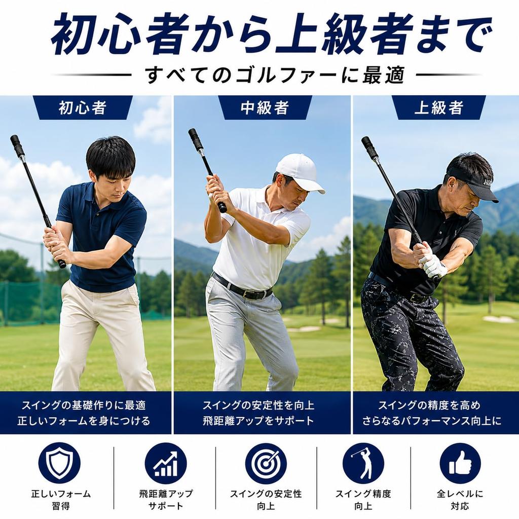 Golf Practice Aid for Right-handed Golfers, with Sound Function. Swing Practice Stick, Approximately 80cm Long, 600g, Stainless Steel, Non-slip Grip,